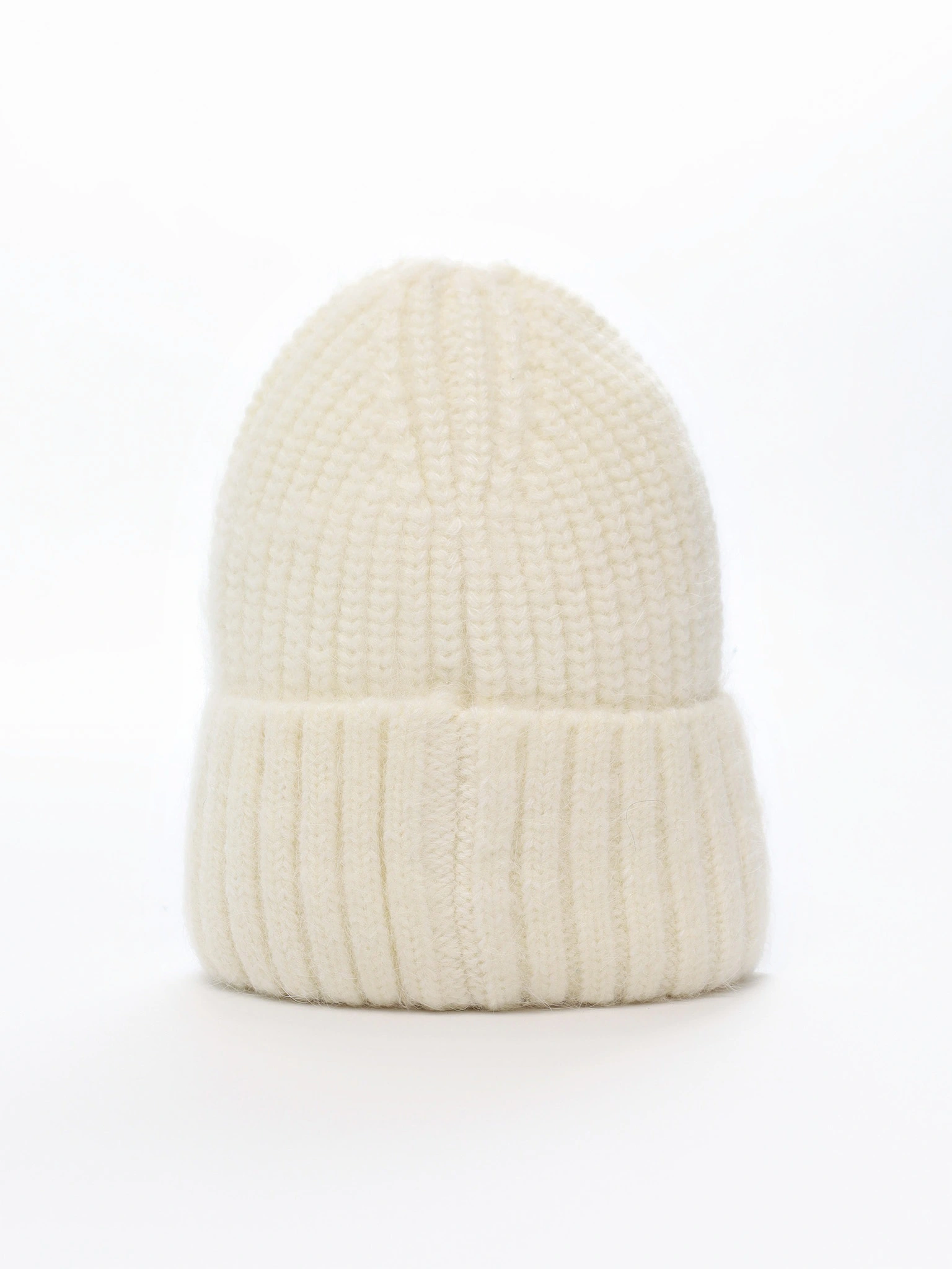 Шапка-бини из ангоры и нейлона с отворотом в ассортименте